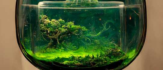 Aquarium mit grüner Natur