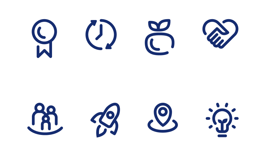8 verschiedene Benefit-Icons
