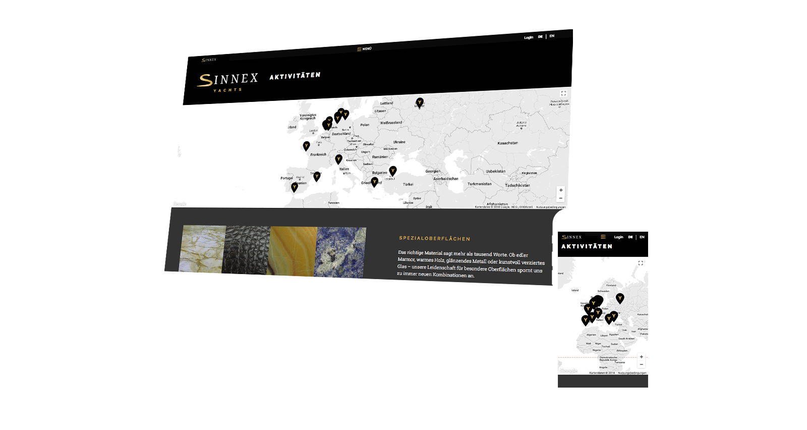 Sinnex Website Desktop und mobil